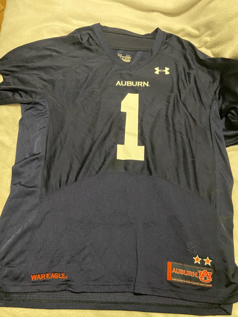 Under Armour Navy and Orange Auburn #1 Football Jersey